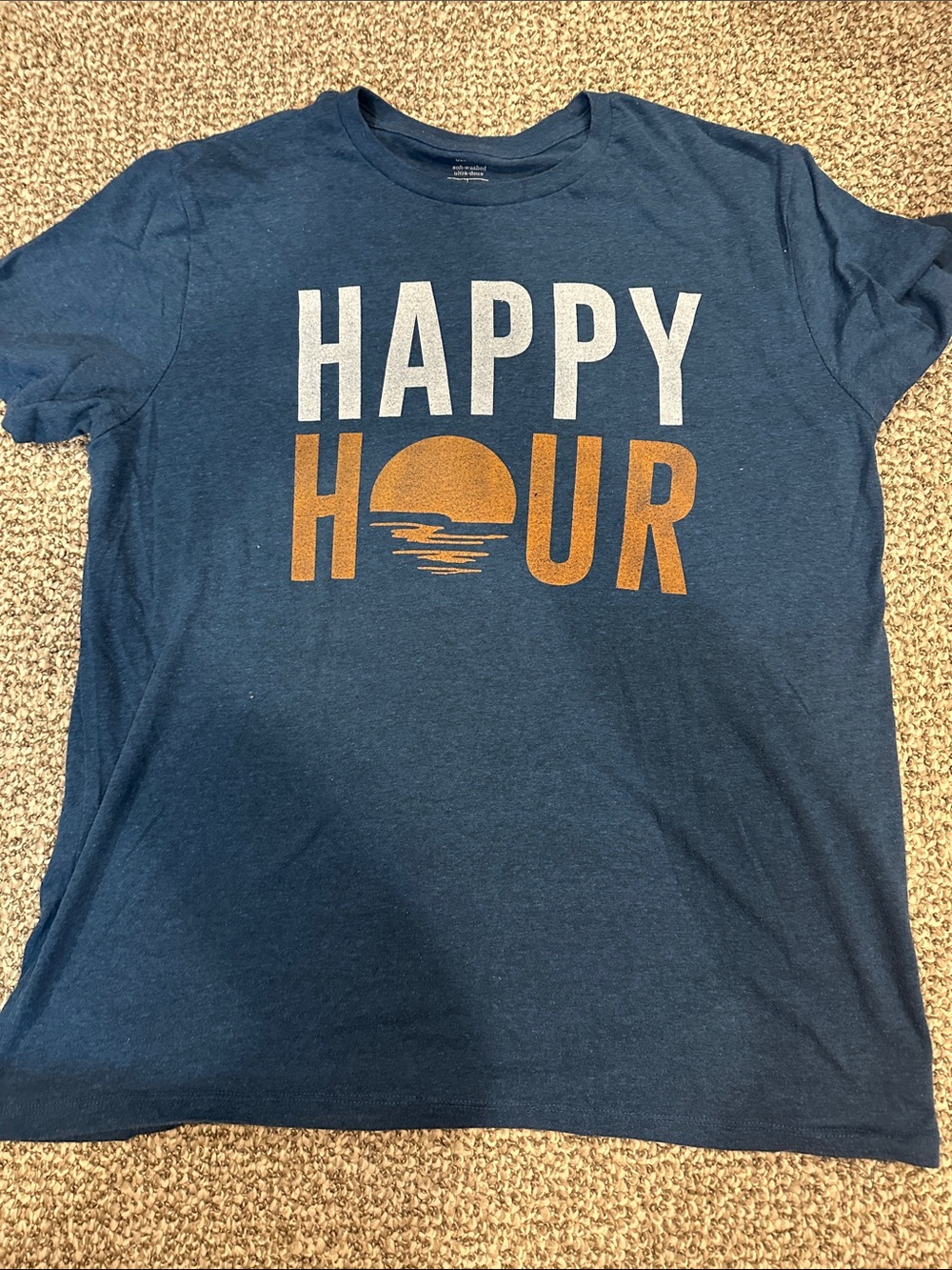 Old Navy Navy Short-Sleeve Tee with White and Orange Graphic